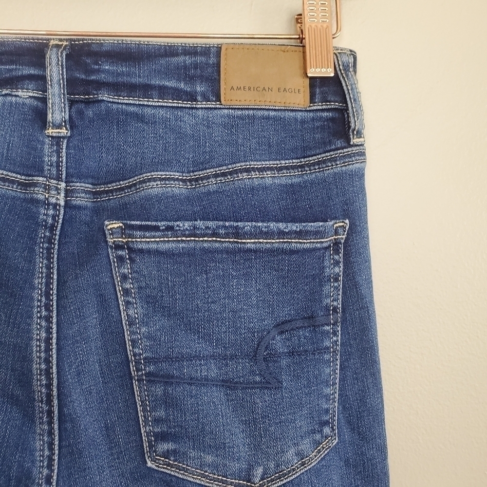 AE 2 American Eagle Skinny Jeans Super Hi Rise Jegging Ripped Distressed Stretch - Picture 8 of 12